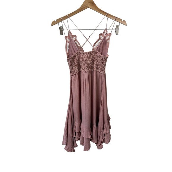 Free People One Women's XS Adella Dress Rose Pink Lace Fit Flare Slip Boho - Picture 5 of 7